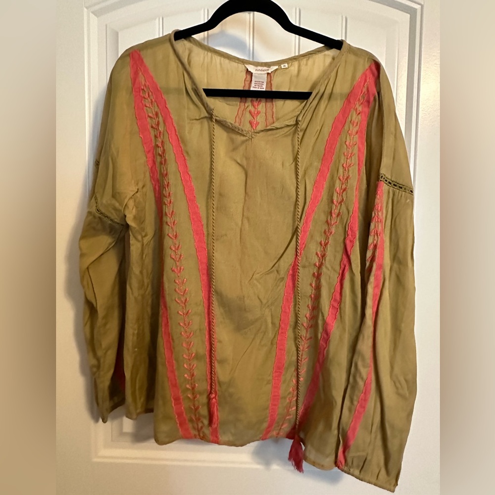 XL Green embroidered top from Sundance